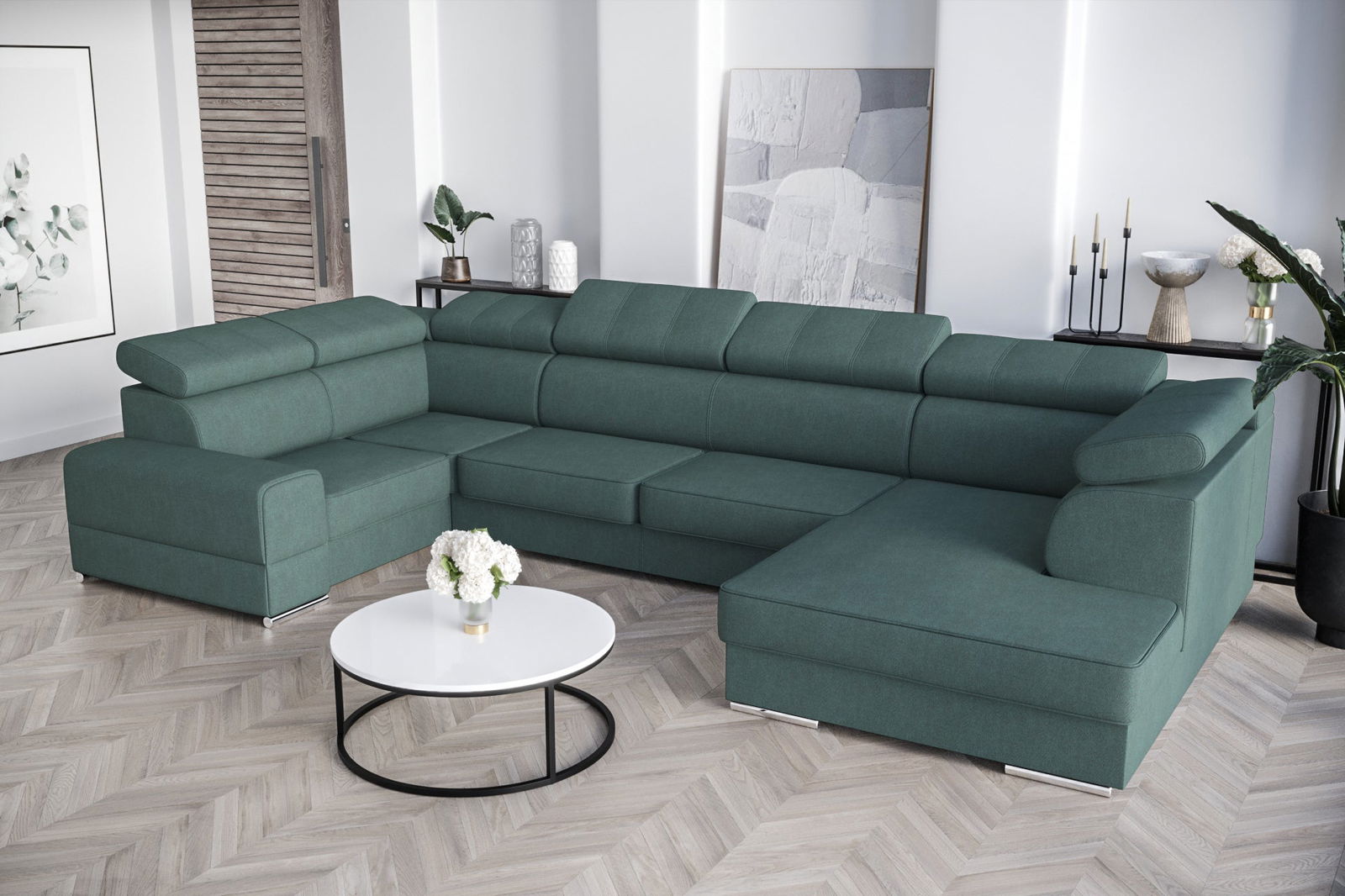 SHADES OF SEA GREEN CORNER SOFA BED ROYAL MAX I 210x375x185 - - My Sofas