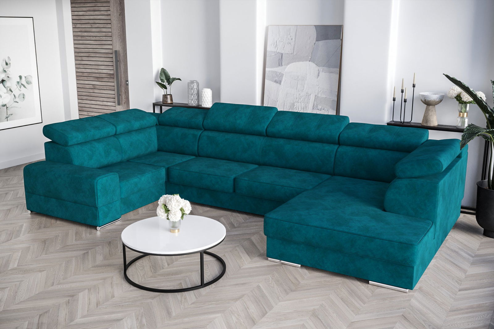SHADES OF TURQUOISE CORNER SOFA BED ROYAL MAX I 210x375x185 - - My Sofas