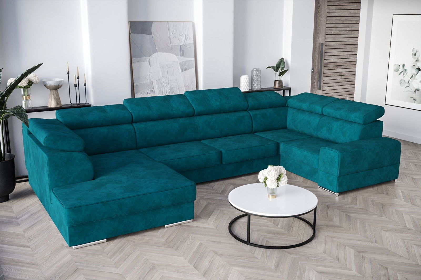 SHADES OF TURQUOISE CORNER SOFA BED ROYAL MAX I 210x375x185 - - My Sofas