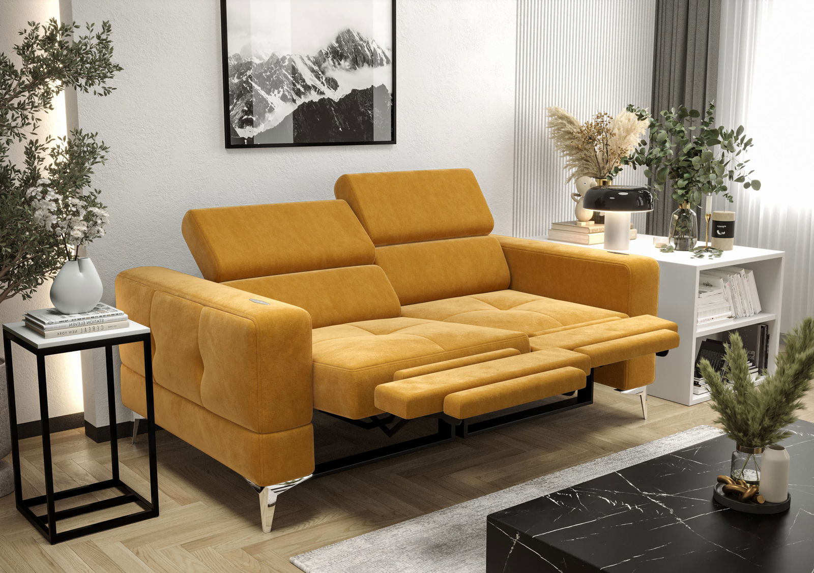 SHADES OF YELLOW TWO-SEATER SOFA TOSCANIA II RELAX 185 CM -  - My Sofas