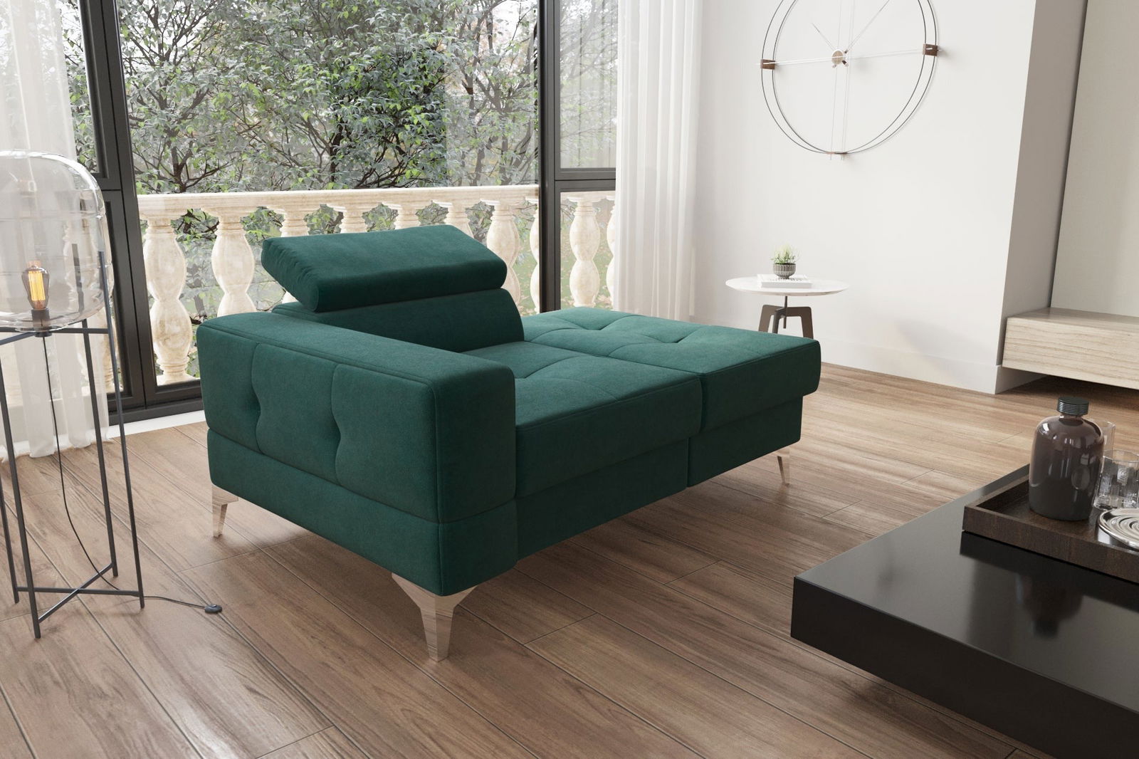 SINGLE SEAT SOFA AND CHAISE LONG 135 CM TOSCANIA SHADES OF GREEN - - My Sofas