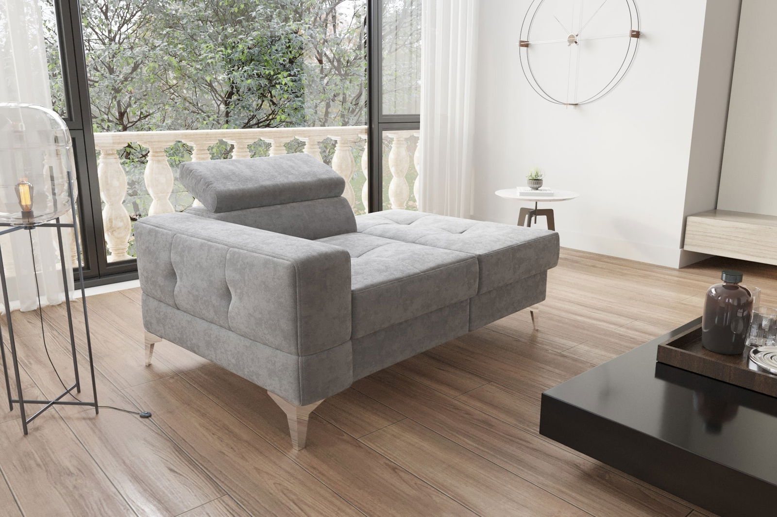 SINGLE SEAT SOFA AND CHAISE LONG 135 CM TOSCANIA SHADES OF GREY - - My Sofas