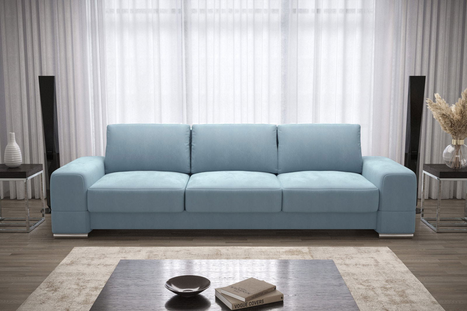 THREE-SEATER SOFA BED ZARA DL 270 CM SHADES OF BLUE PS 13 - - My Sofas
