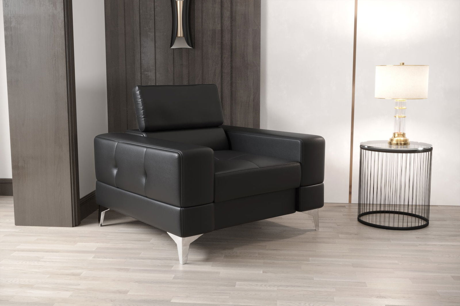 TOSCANIA ARMCHAIR 100 CM BLACK NATURAL LEATHER - - My Sofas