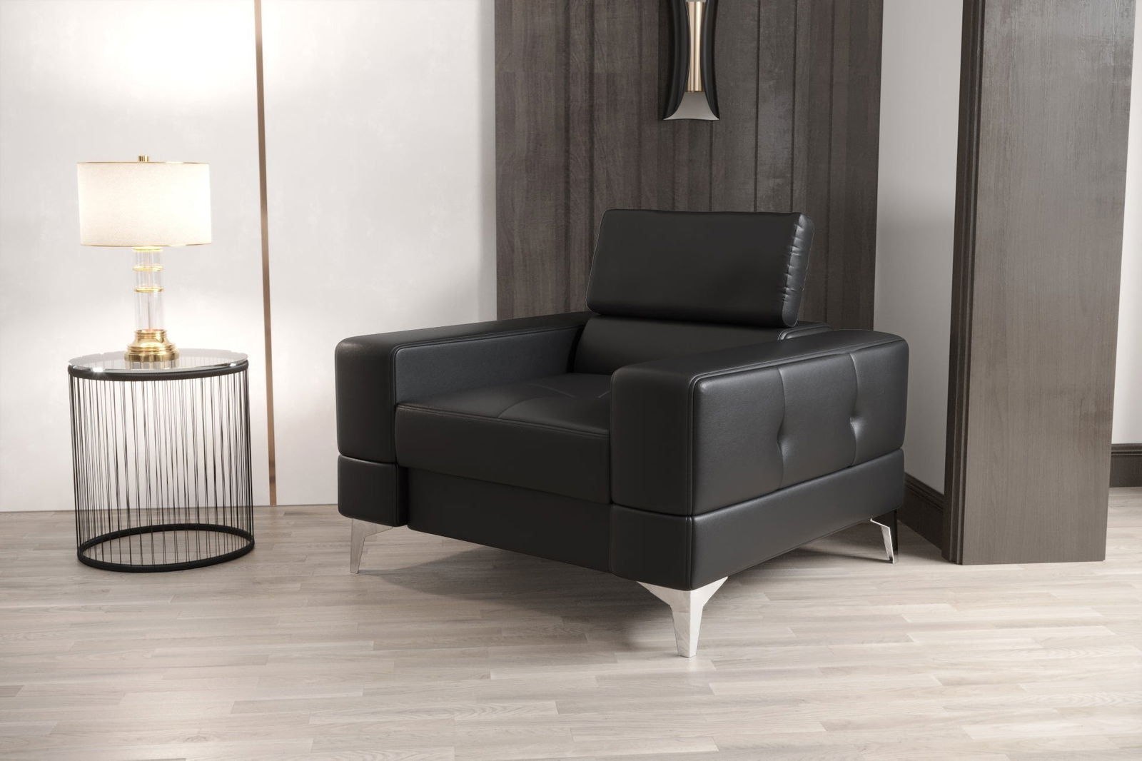 TOSCANIA ARMCHAIR 100 CM BLACK NATURAL LEATHER - - My Sofas