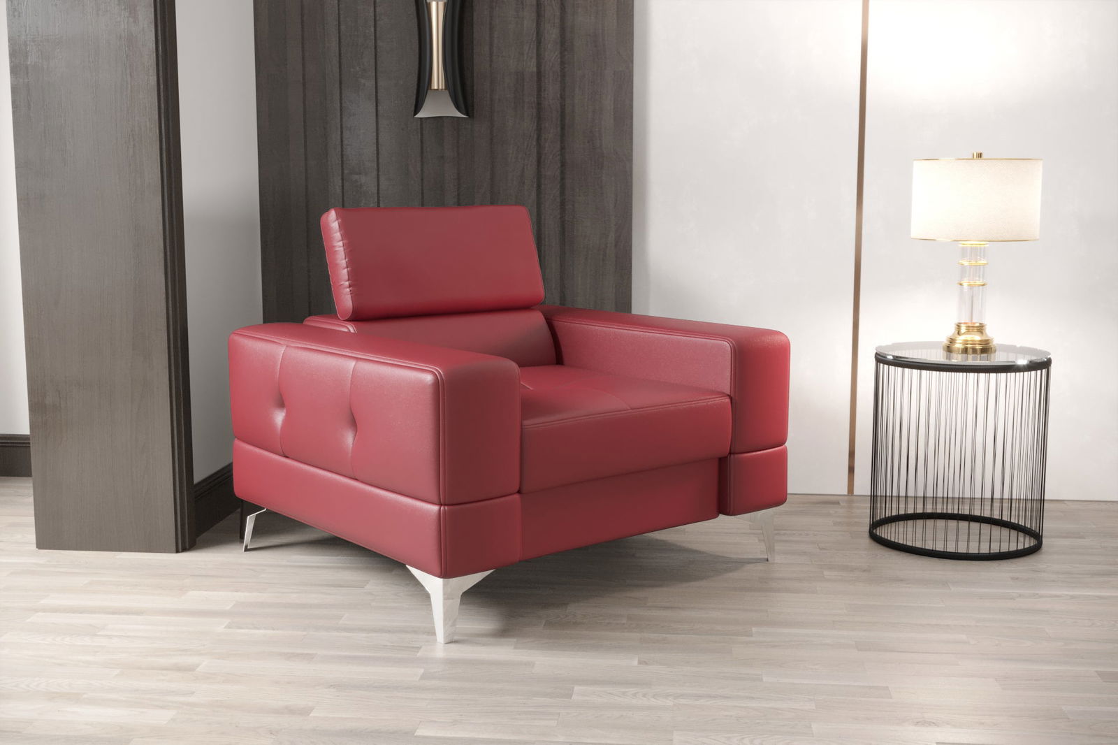 TOSCANIA ARMCHAIR 100 CM RED NATURAL LEATHER - - My Sofas