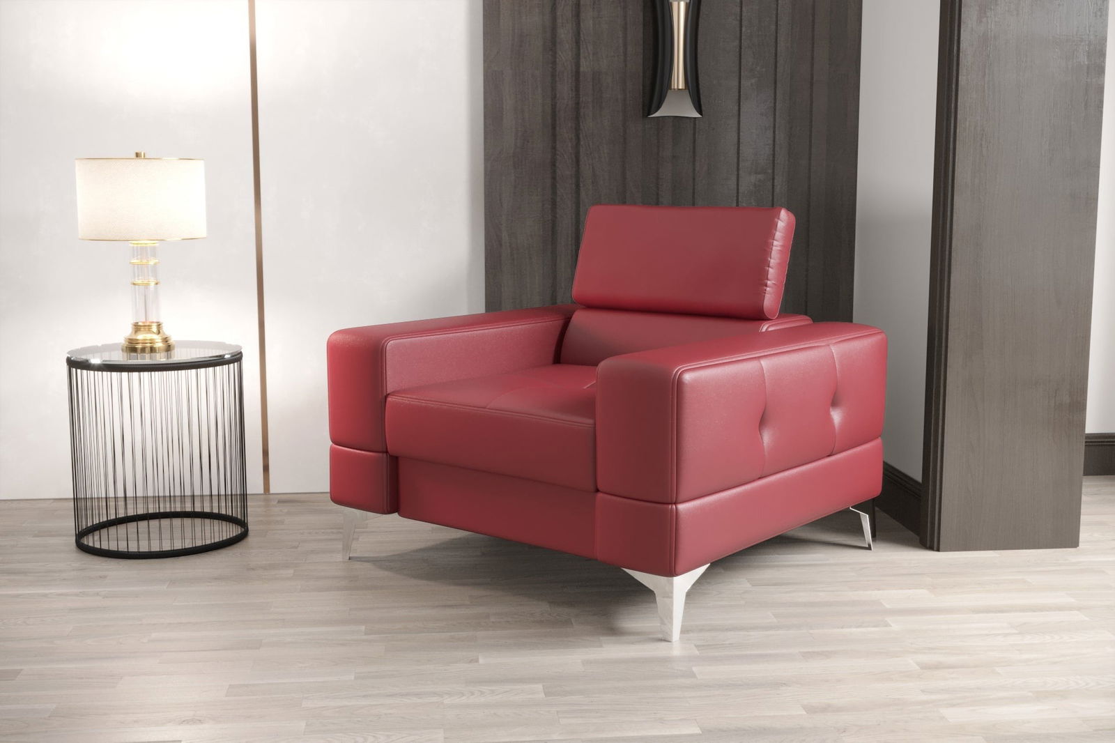 TOSCANIA ARMCHAIR 100 CM RED NATURAL LEATHER - - My Sofas