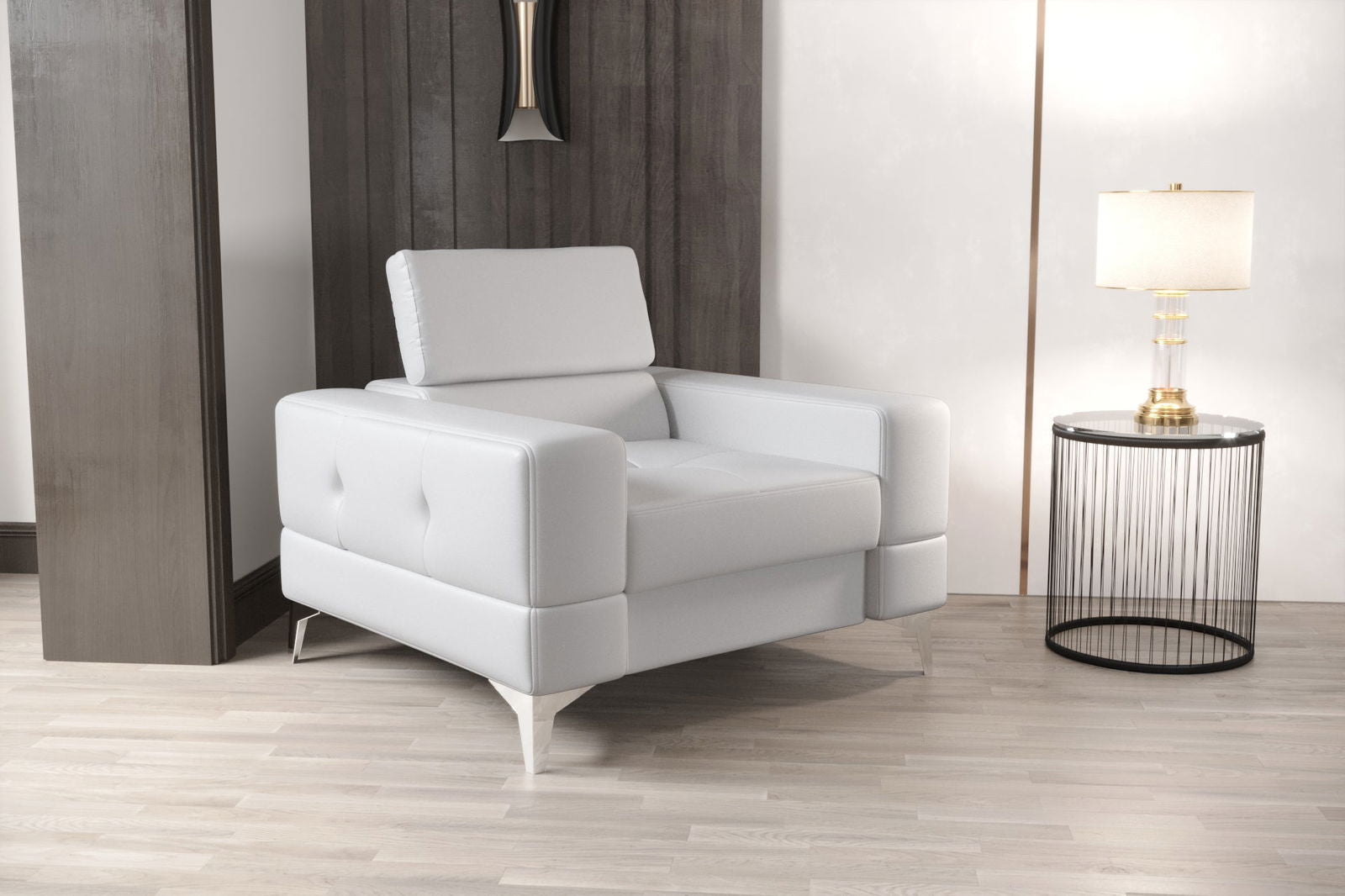 TOSCANIA ARMCHAIR 100 CM WHITE NATURAL LEATHER - - My Sofas