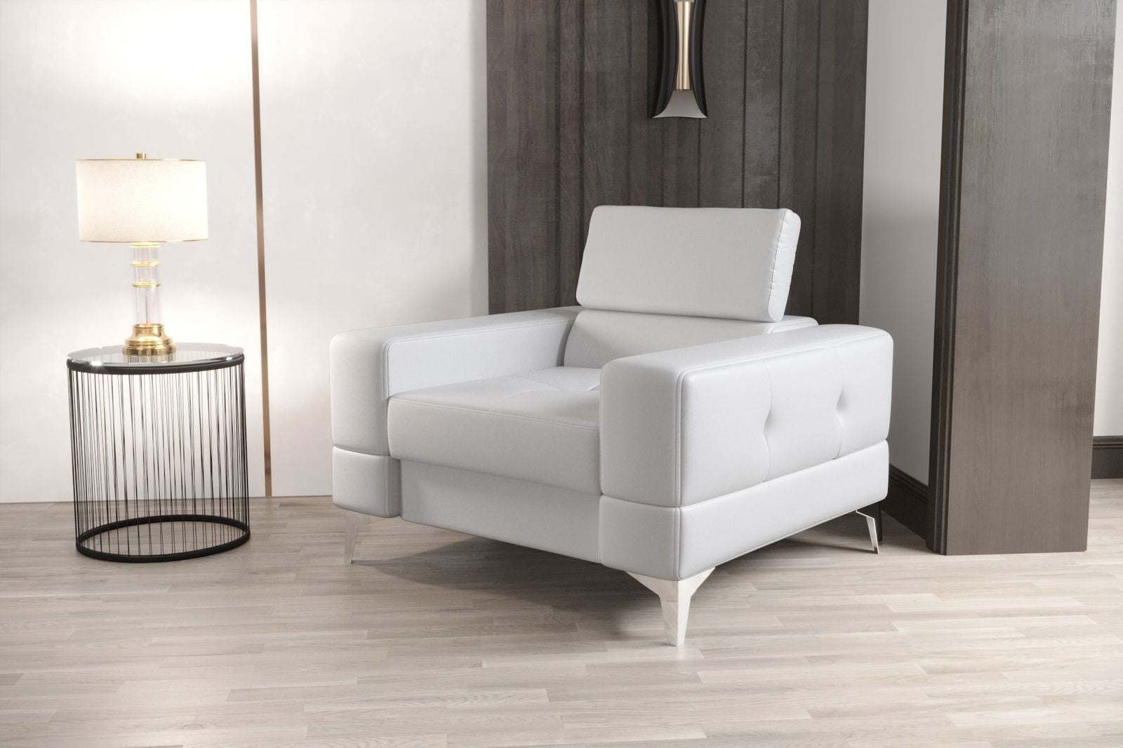 TOSCANIA ARMCHAIR 100 CM WHITE NATURAL LEATHER - - My Sofas