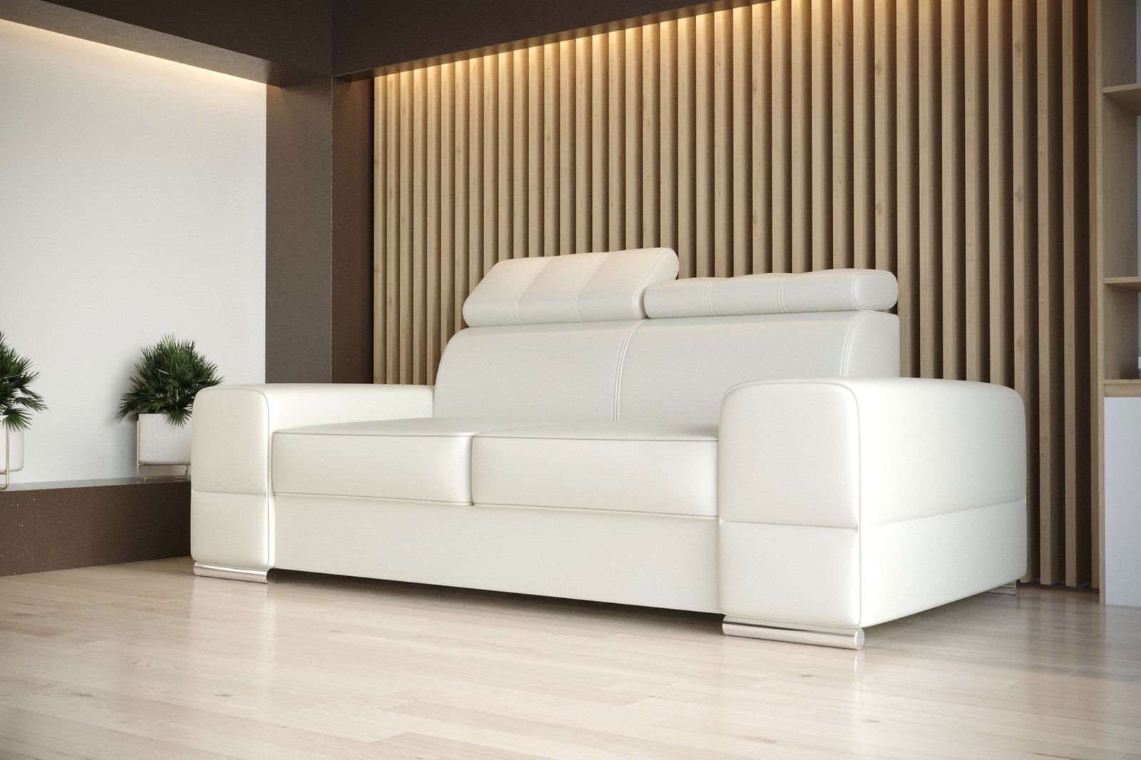WHITE ECO LEATHER TWO-SEATER SOFA ROYAL II 225 CM -  - My Sofas