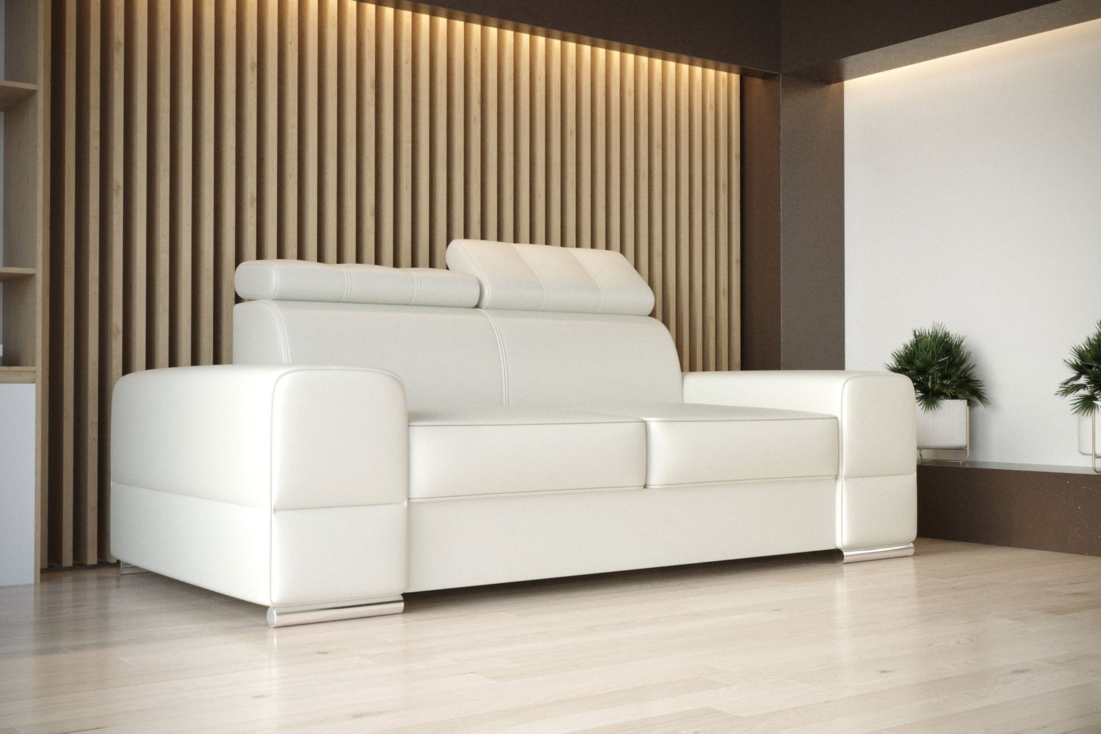 WHITE ECO LEATHER TWO-SEATER SOFA ROYAL II 225 CM -  - My Sofas