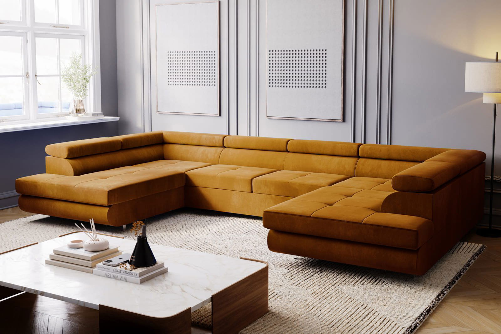 YELLOW SOFA BED MONTANA XL 340X200 CM - - My Sofas