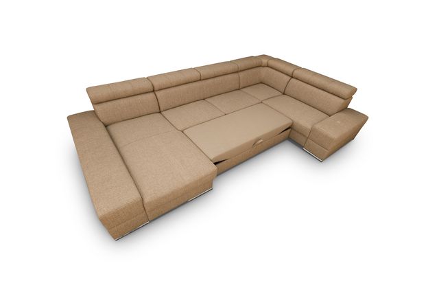 BEIGE ECO LEATHER CORNER SOFA BED ROYAL MAX II 230x375x185 -  - My Sofas 