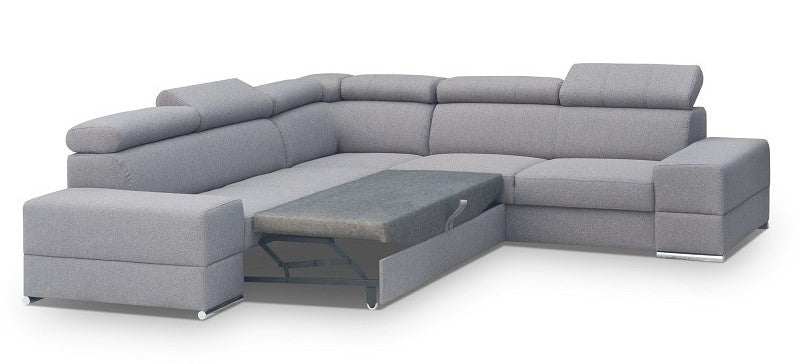 GREY NATURAL LEATHER CORNER SOFA BED ROYAL MAX 286X286 -  - My Sofas 