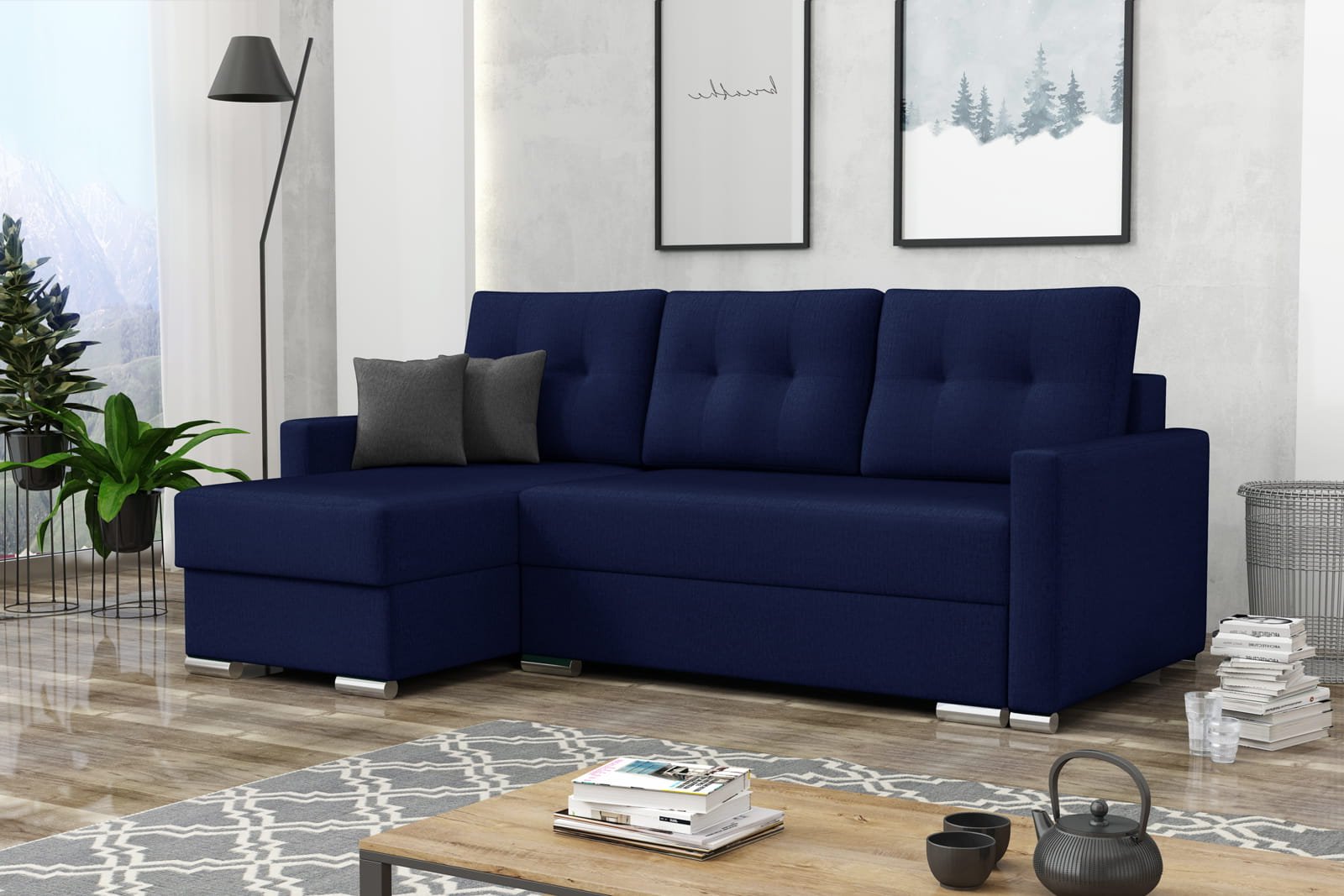 NAVY CORNER SOFA BED ROBY 220X140