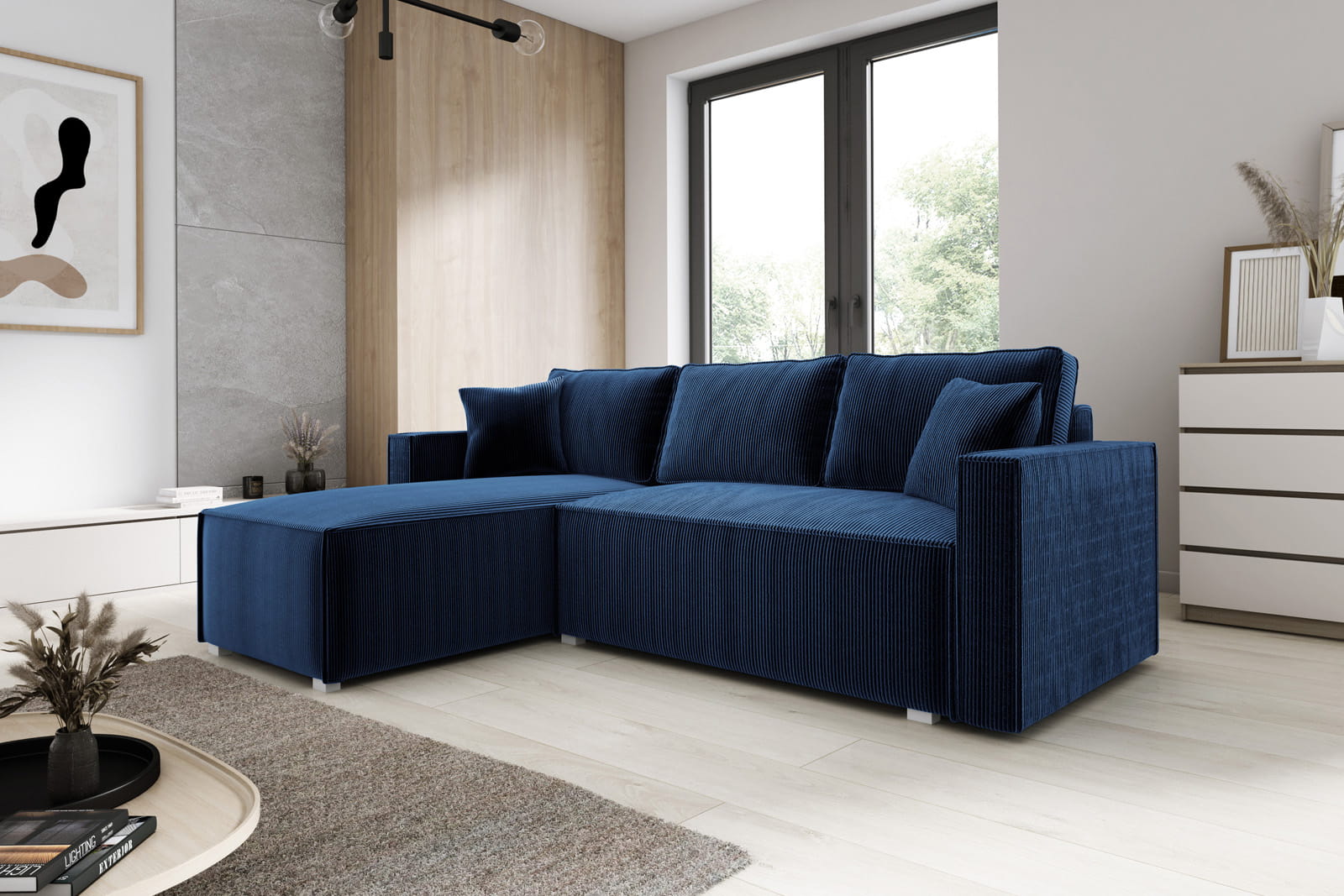 Navy blue corner sofa