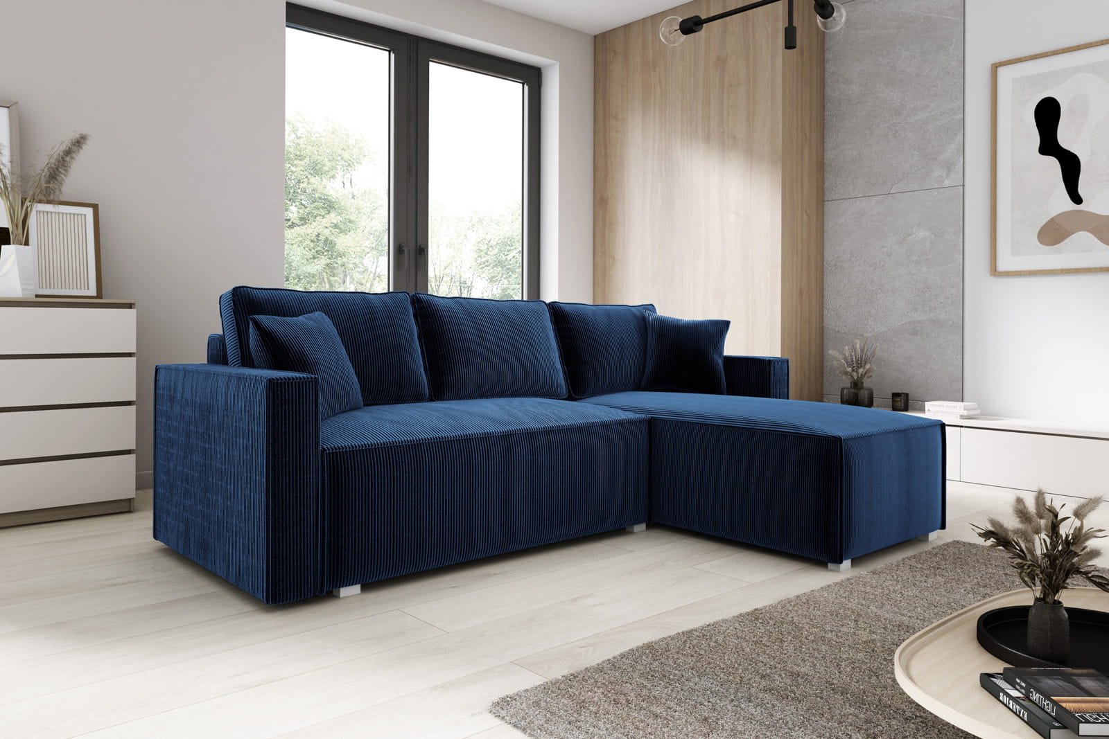 Navy blue corner sofa