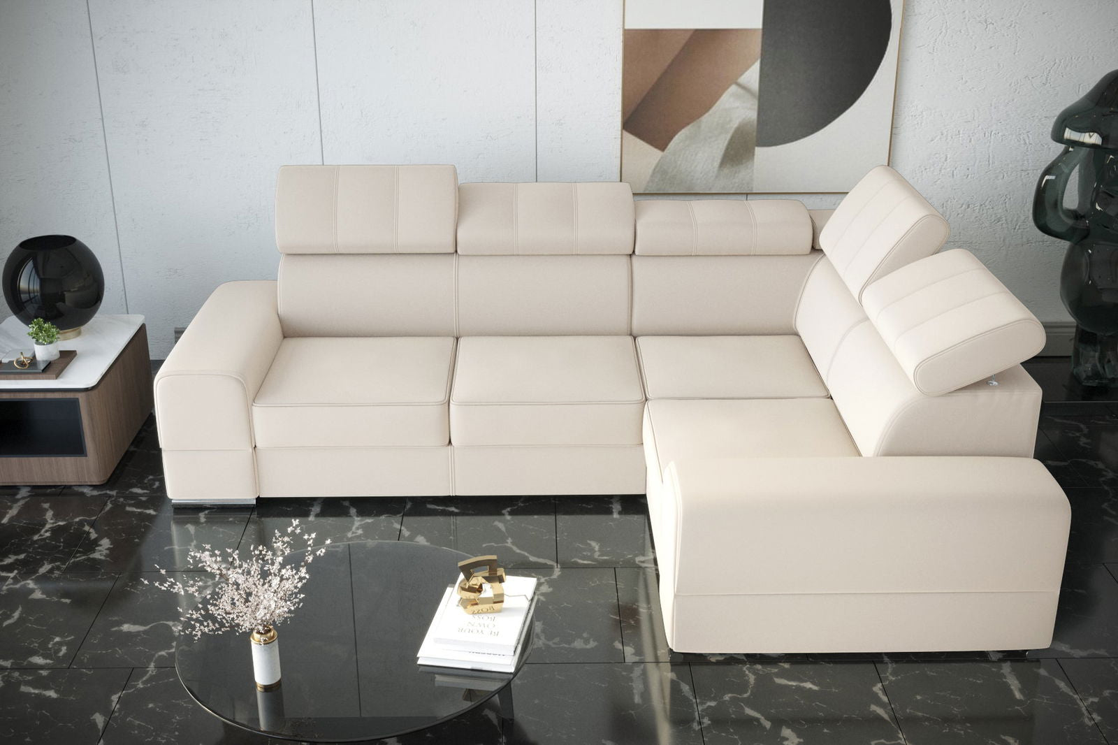 SHADES OF BEIGE CORNER SOFA BED ROYAL II 280×210 -  - My Sofas 