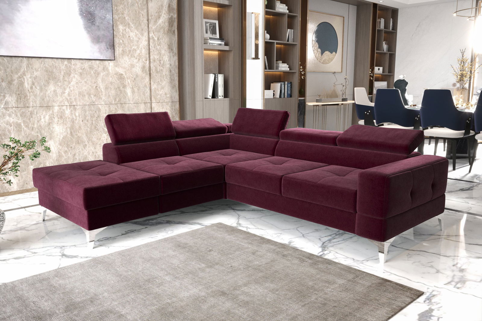 SHADES OF BURGUNDY EXTENDABLE CORNER SOFA TOSCANIA II 230×250 CM -  - My Sofas 