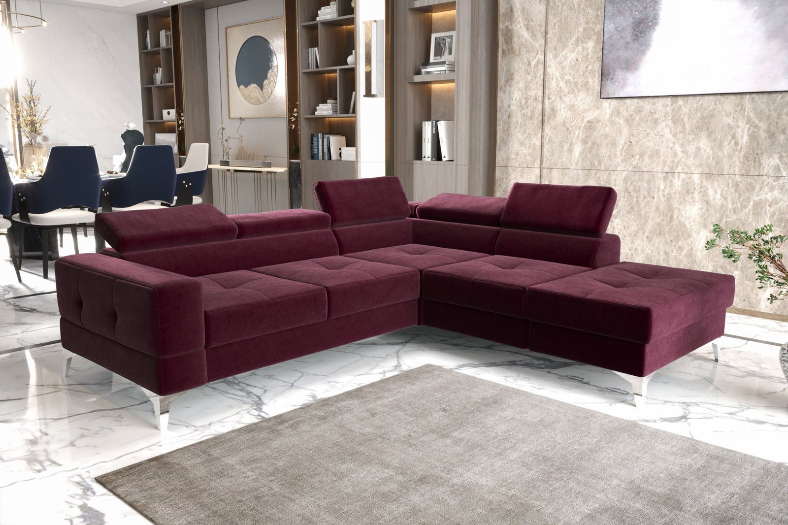 SHADES OF BURGUNDY EXTENDABLE CORNER SOFA TOSCANIA II 230×250 CM -  - My Sofas 