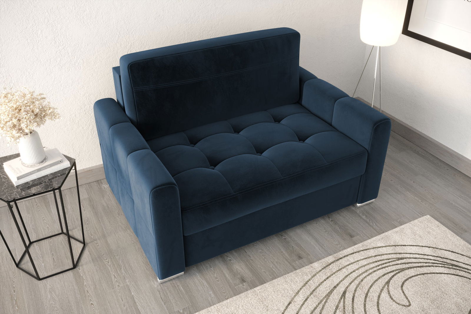 SHADES OF NAVY BLUE AMERICAN SOFA BED VERONA I 140 CM -  - My Sofas 