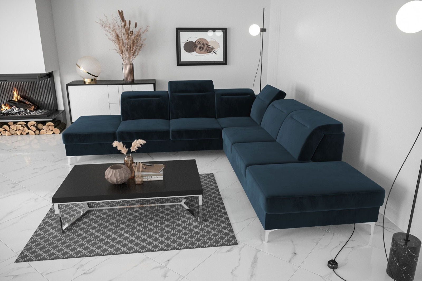 SHADES OF NAVY BLUE CORNER SOFA BED OSLO MAX 295×295 -  - My Sofas 