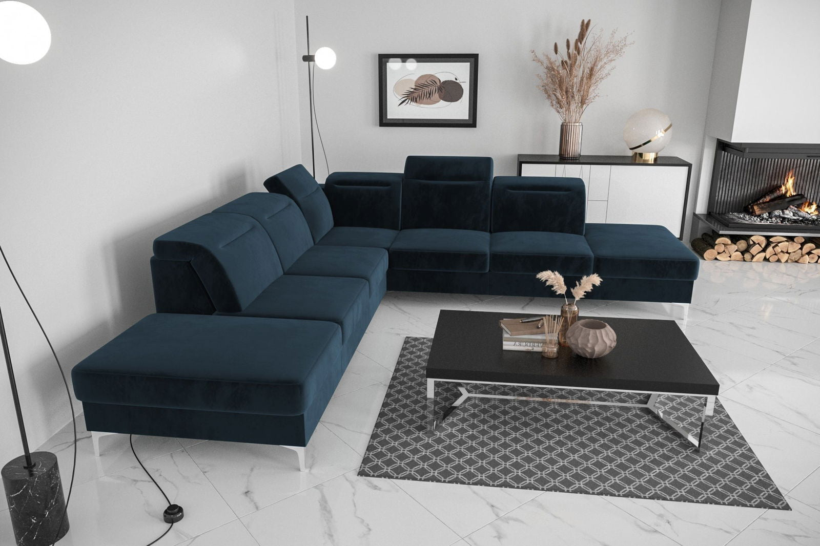 SHADES OF NAVY BLUE CORNER SOFA BED OSLO MAX 295×295 -  - My Sofas 