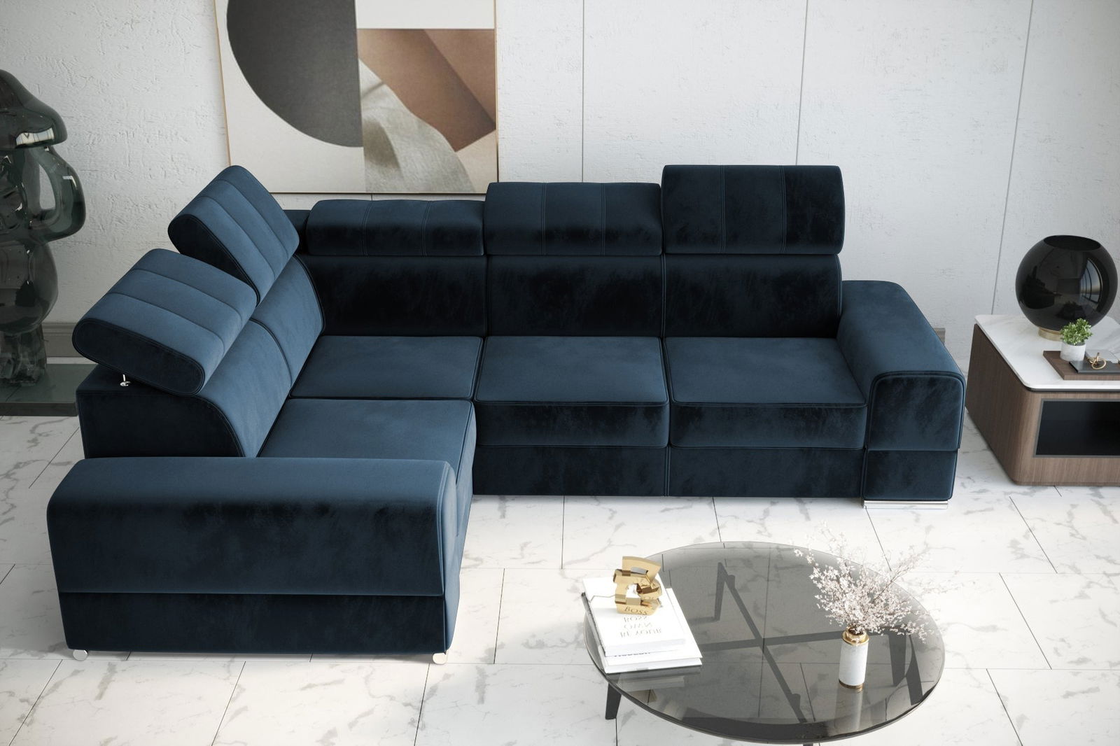SHADES OF NAVY BLUE CORNER SOFA BED ROYAL II 280×210 -  - My Sofas 