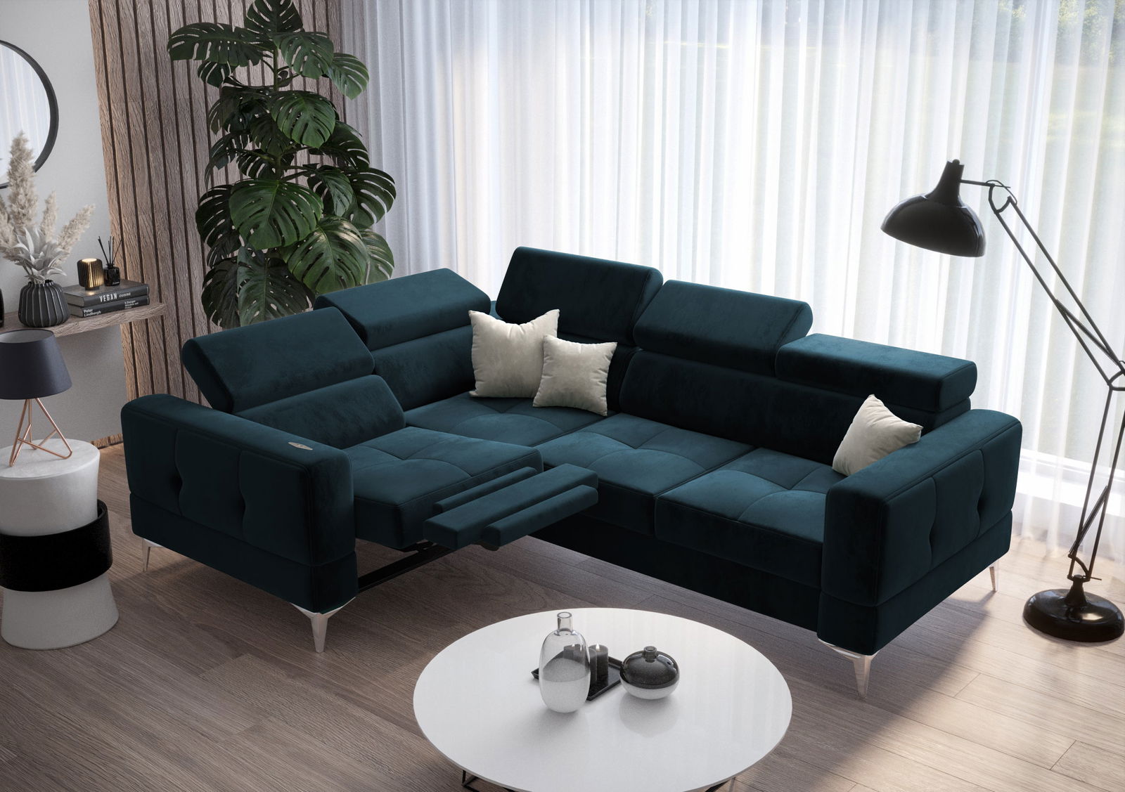 SHADES OF NAVY BLUE TOSCANIA RELAX CORNER SOFA BED 185X250 -  - My Sofas 