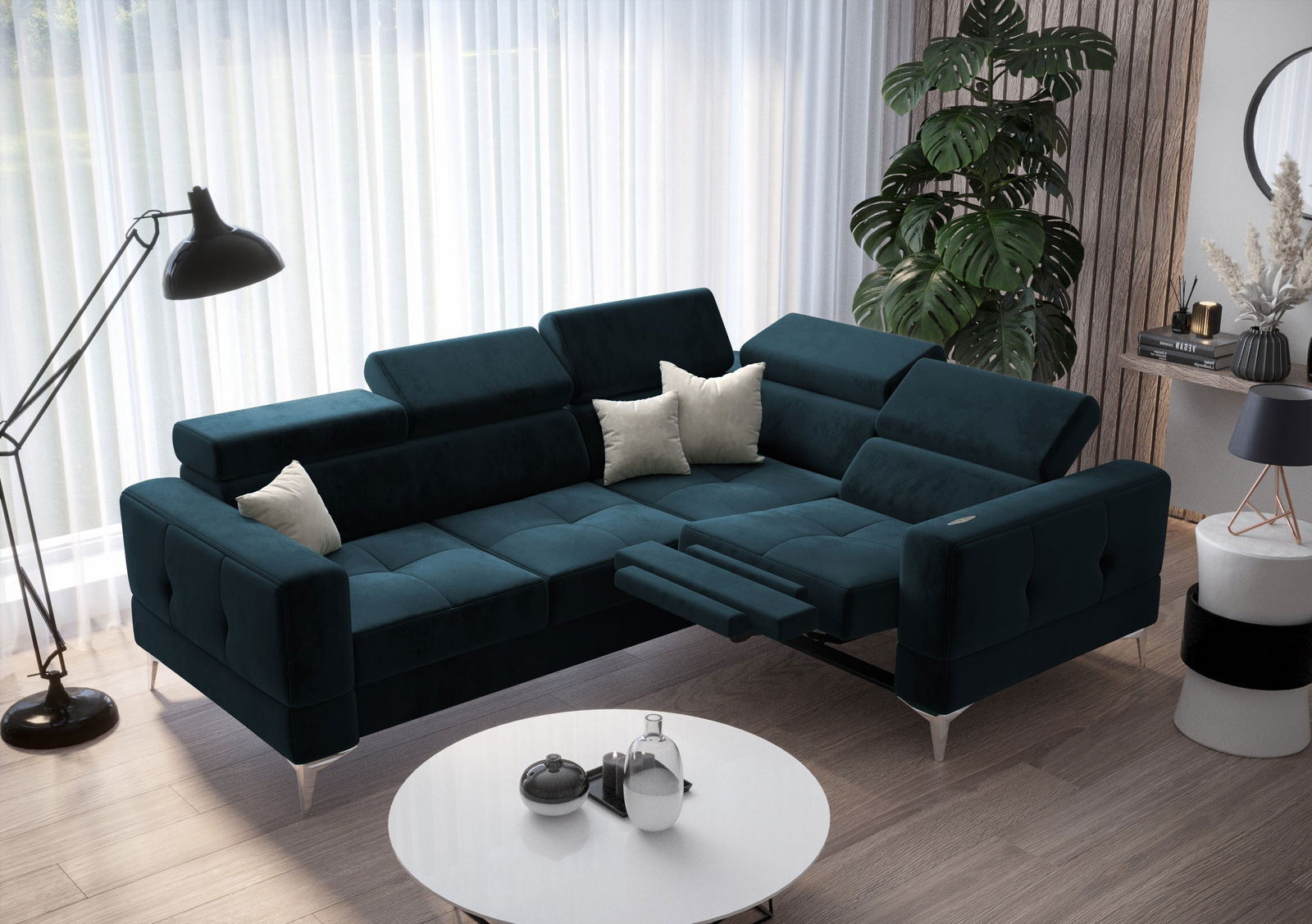 SHADES OF NAVY BLUE TOSCANIA RELAX CORNER SOFA BED 185X250 -  - My Sofas 