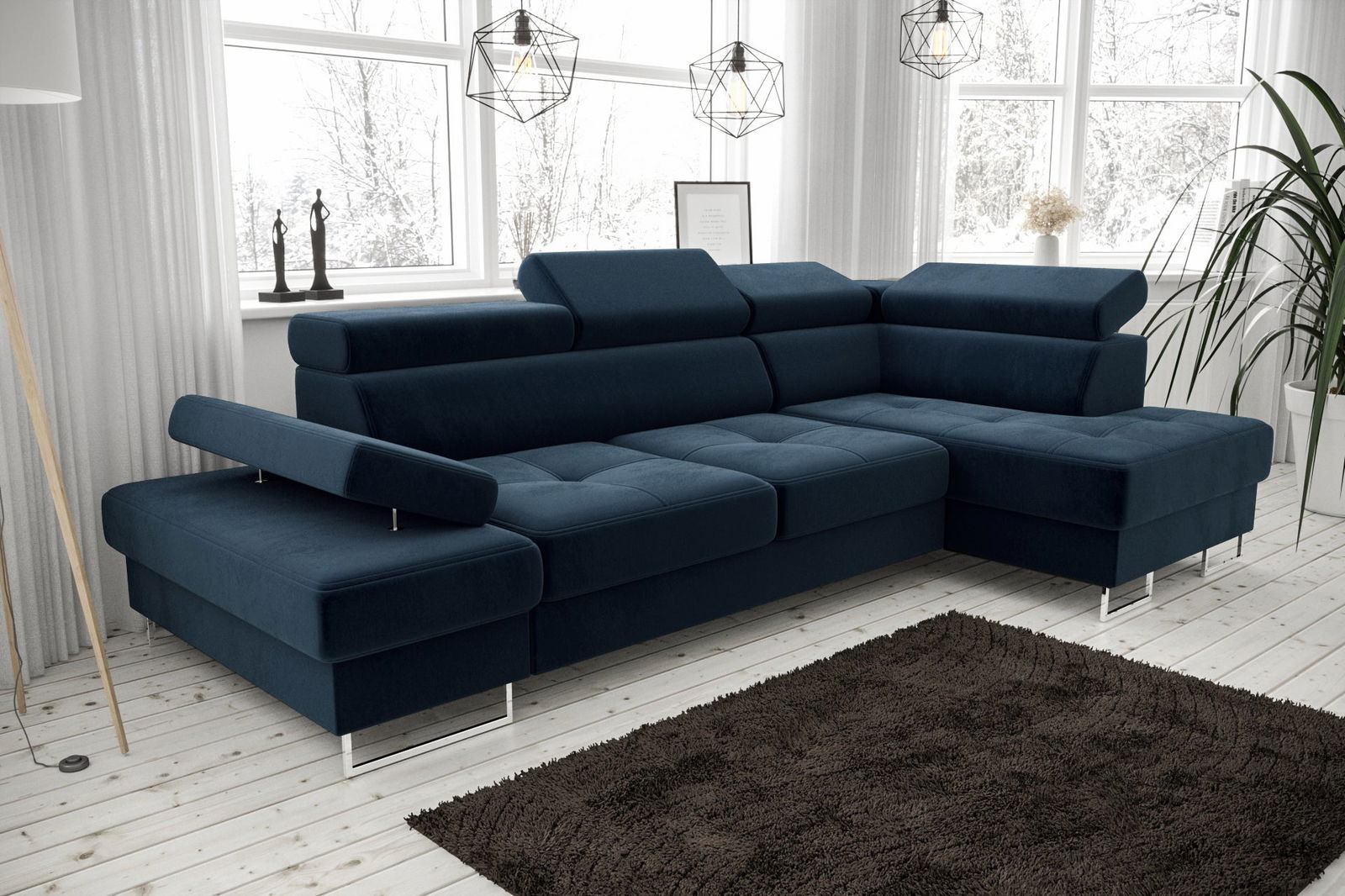 SHADES OF NAVY CORNER SOFA BED GALAXY MINI 170X280 -  - My Sofas 