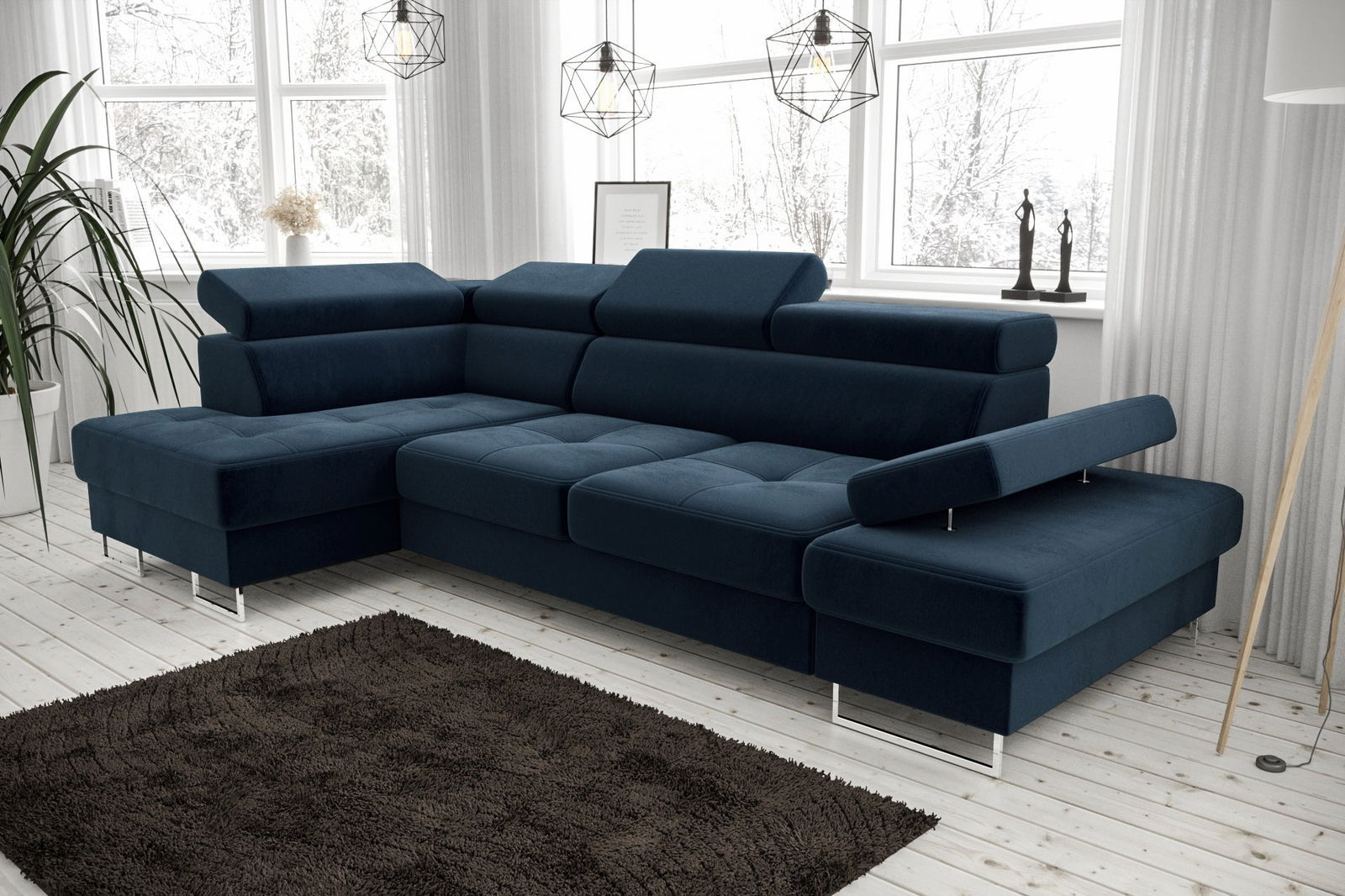 SHADES OF NAVY CORNER SOFA BED GALAXY MINI 170X280 -  - My Sofas 