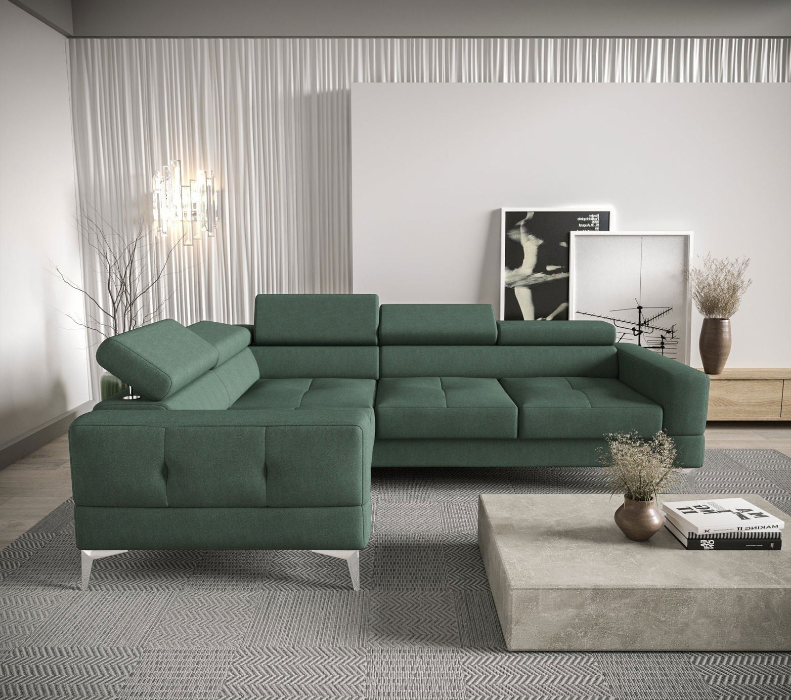 SHADES OF OLIVE TOSCANIA CORNER SOFA BED 250×180 CM -  - My Sofas 