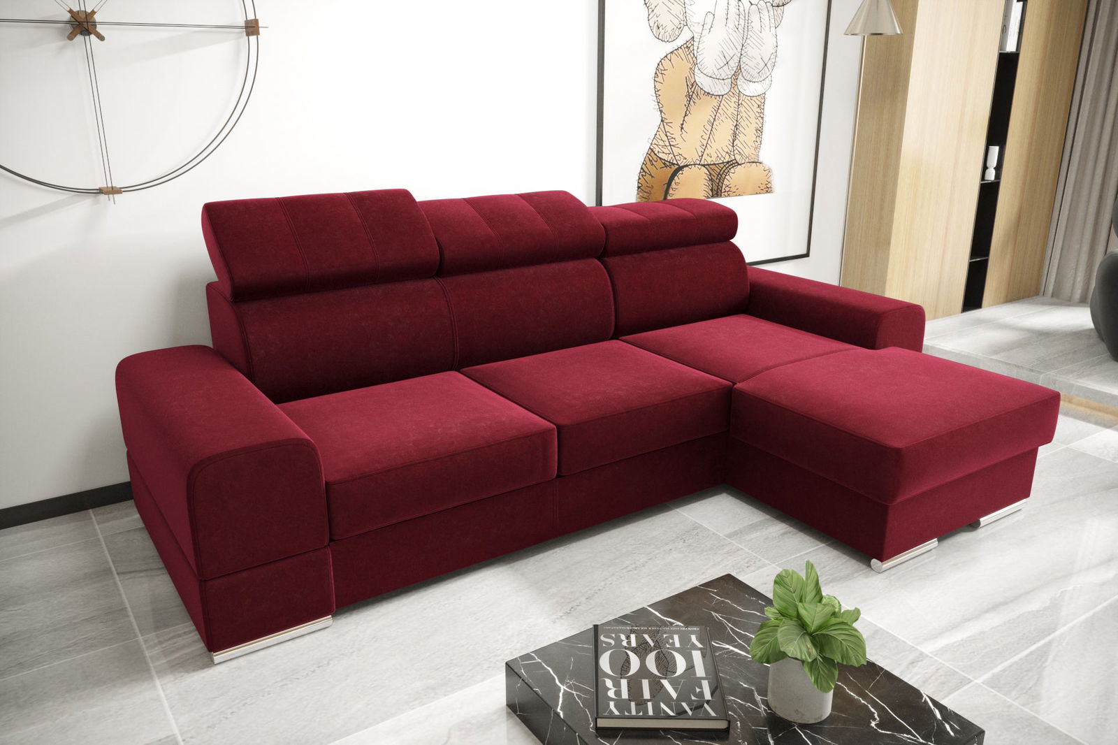 SHADES OF RED CORNER SOFA BED ROYAL MINI 260X160 -  - My Sofas 