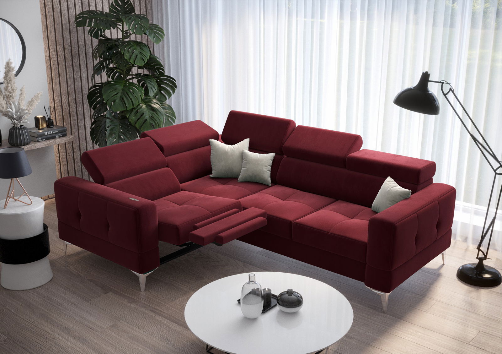 SHADES OF RED TOSCANIA RELAX CORNER SOFA BED 185X250 -  - My Sofas 