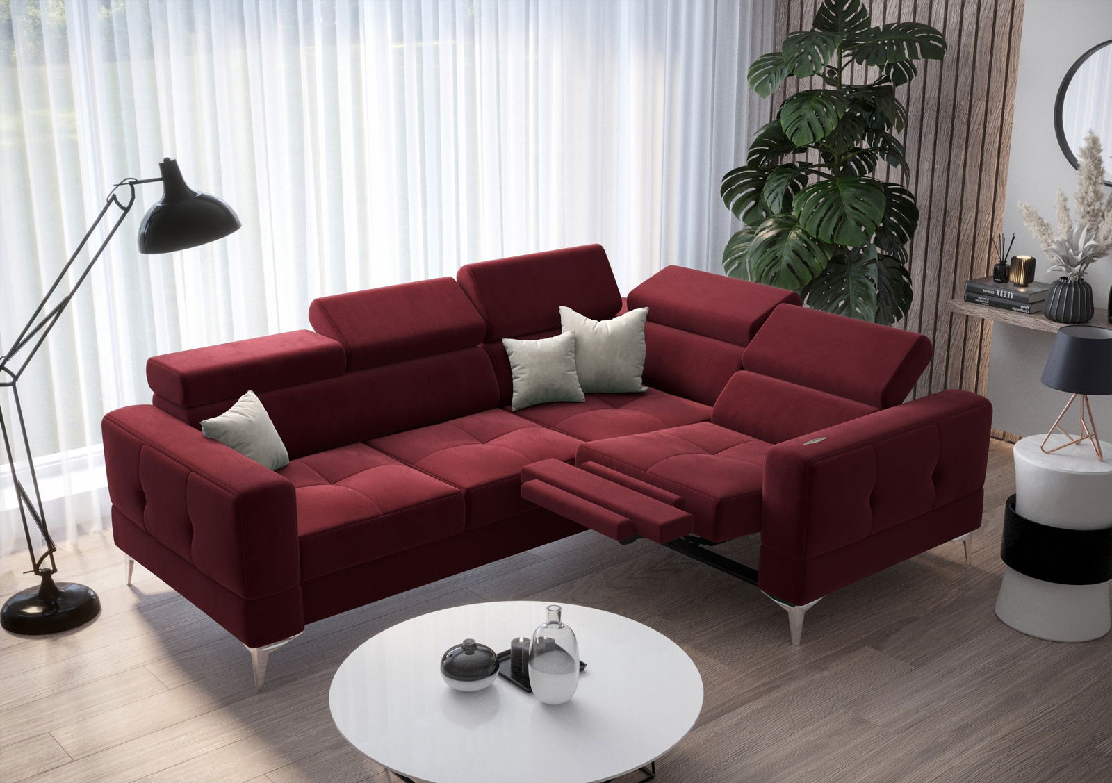 SHADES OF RED TOSCANIA RELAX CORNER SOFA BED 185X250 -  - My Sofas 