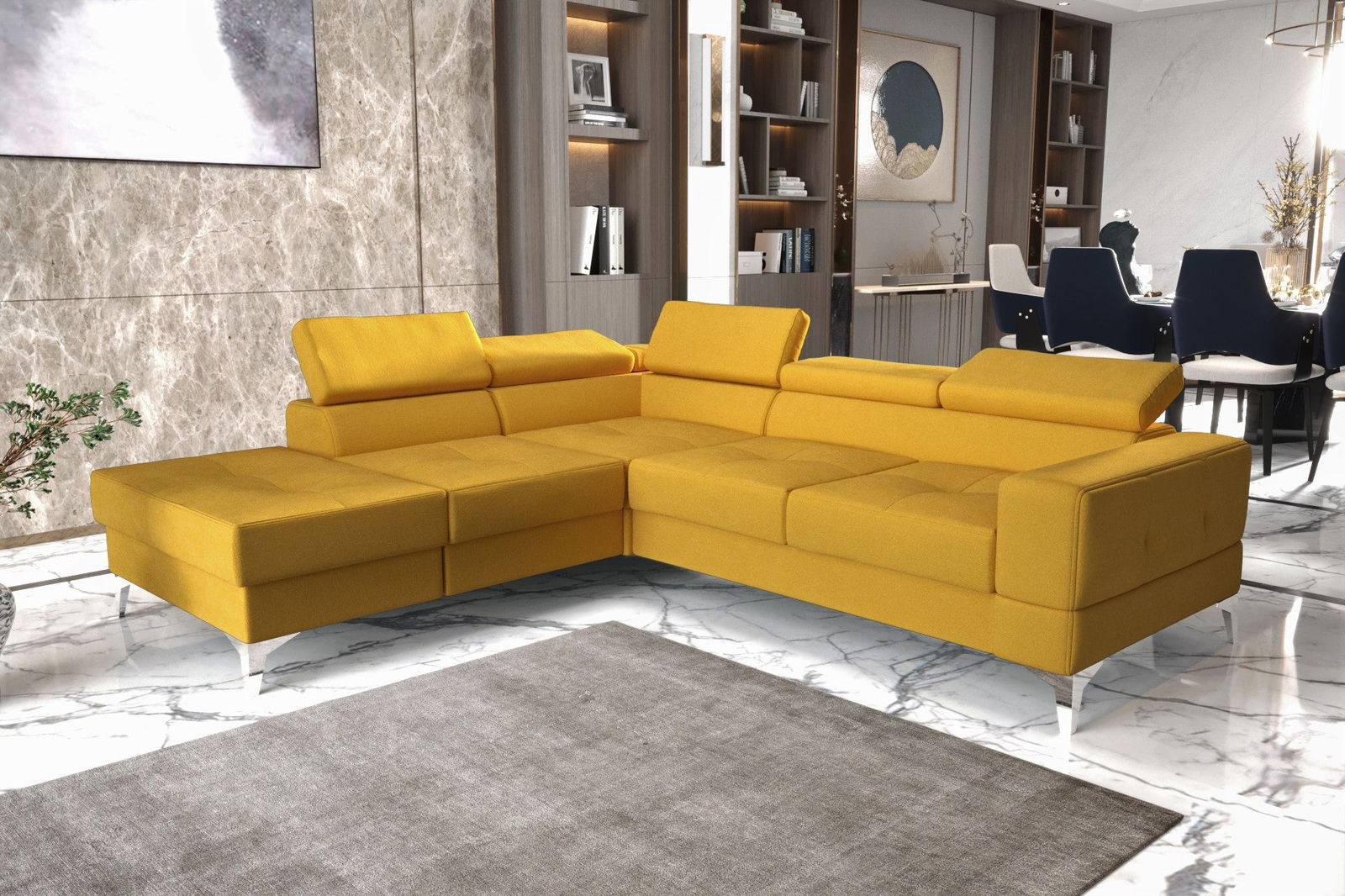 SHADES OF YELLOW EXTENDABLE CORNER SOFA TOSCANIA II 230×250 CM -  - My Sofas 
