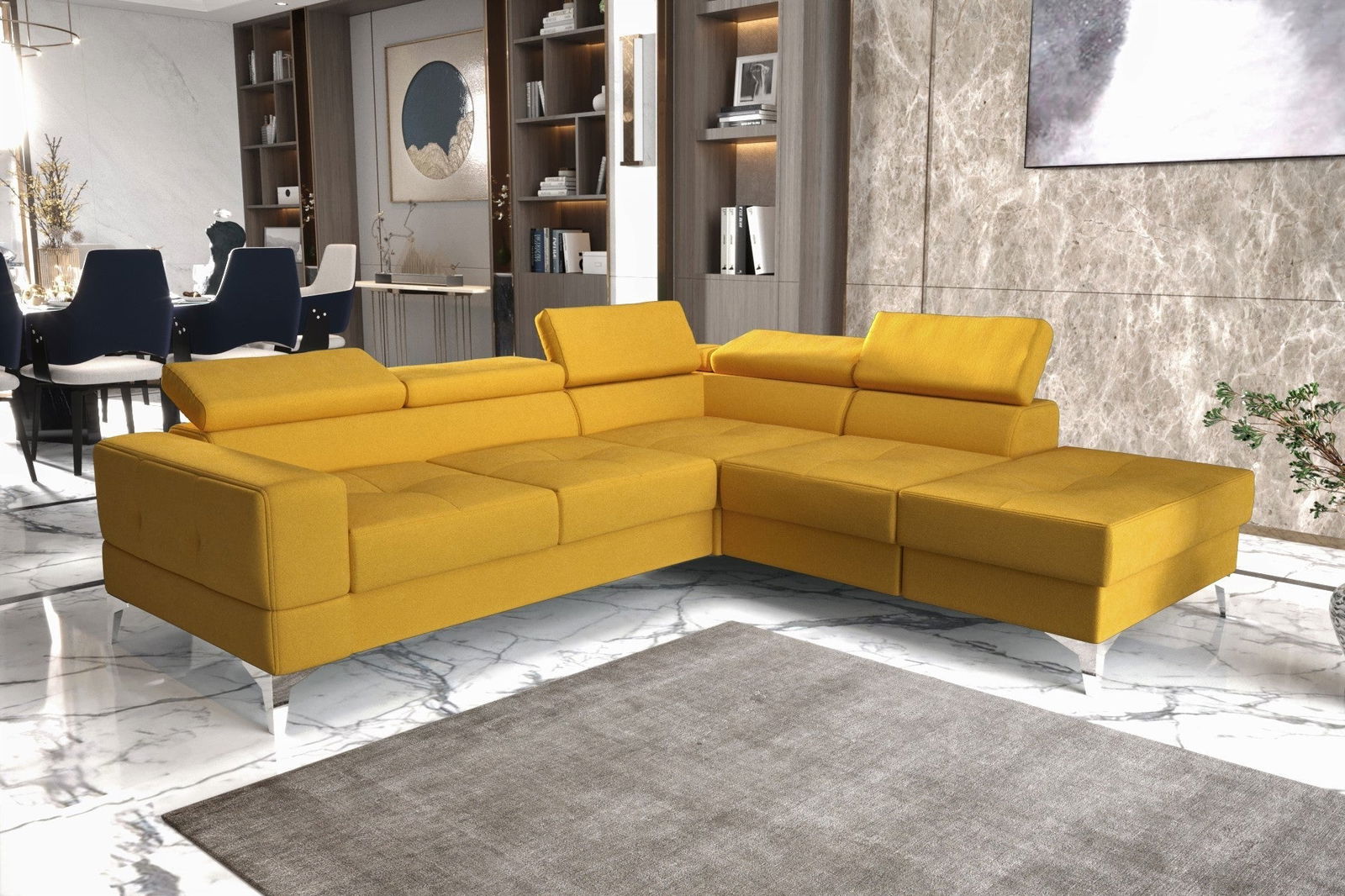 SHADES OF YELLOW EXTENDABLE CORNER SOFA TOSCANIA II 230×250 CM -  - My Sofas 
