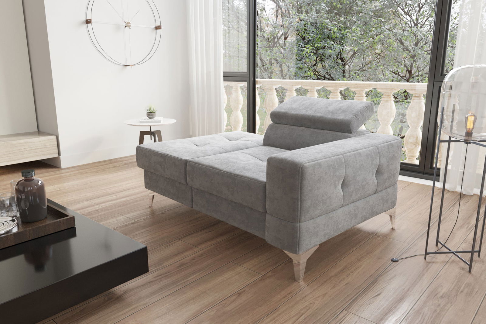 SINGLE SEAT SOFA AND CHAISE LONG 135 CM TOSCANIA SHADES OF GREY -  - My Sofas 